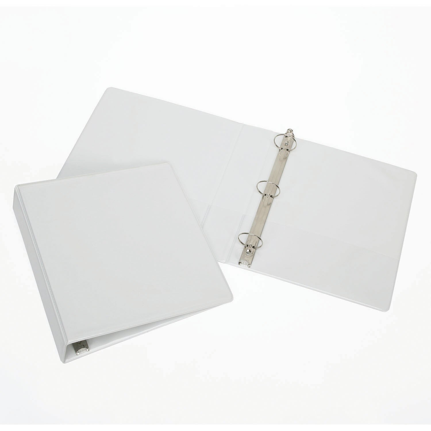 Binder, Round Ring, Clear Overlay, Pockets, White, 1" Capacity, Letter Size