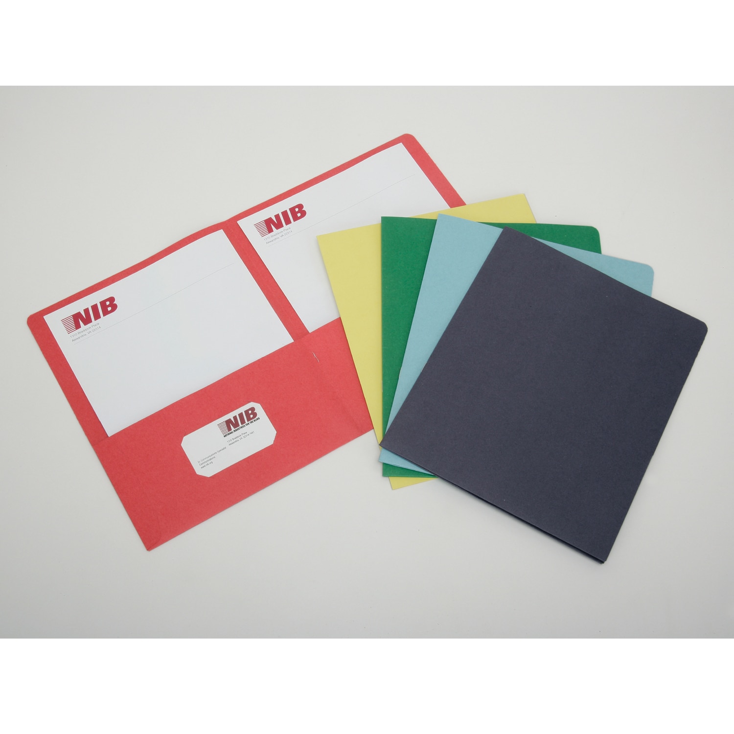 Portfolio, Double Pocket, Coated Paper, 5 Assorted Colors, Letter
