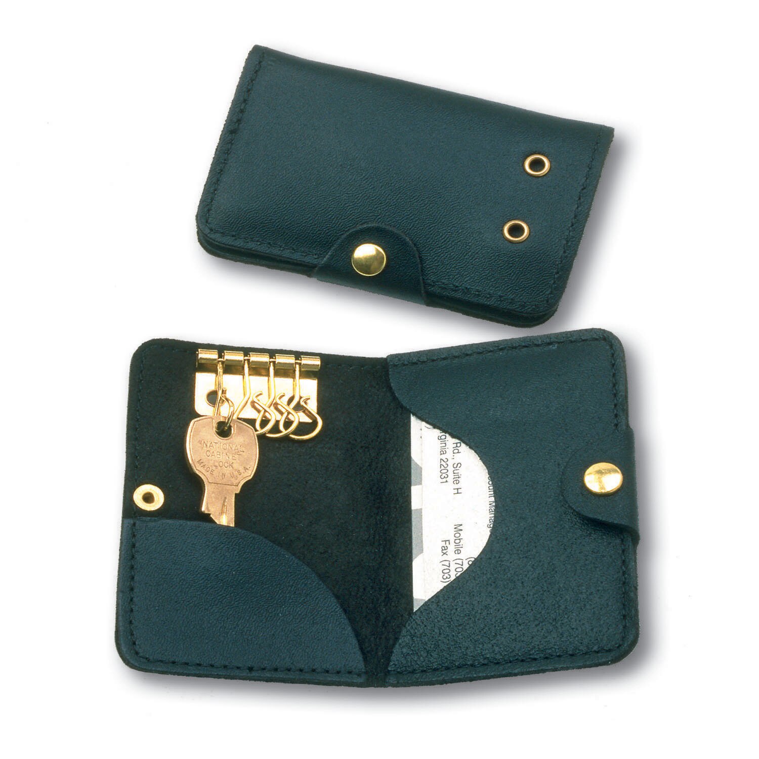 Holder, Key and Credit Card, Black Leather, 2-1/4" x 4"
