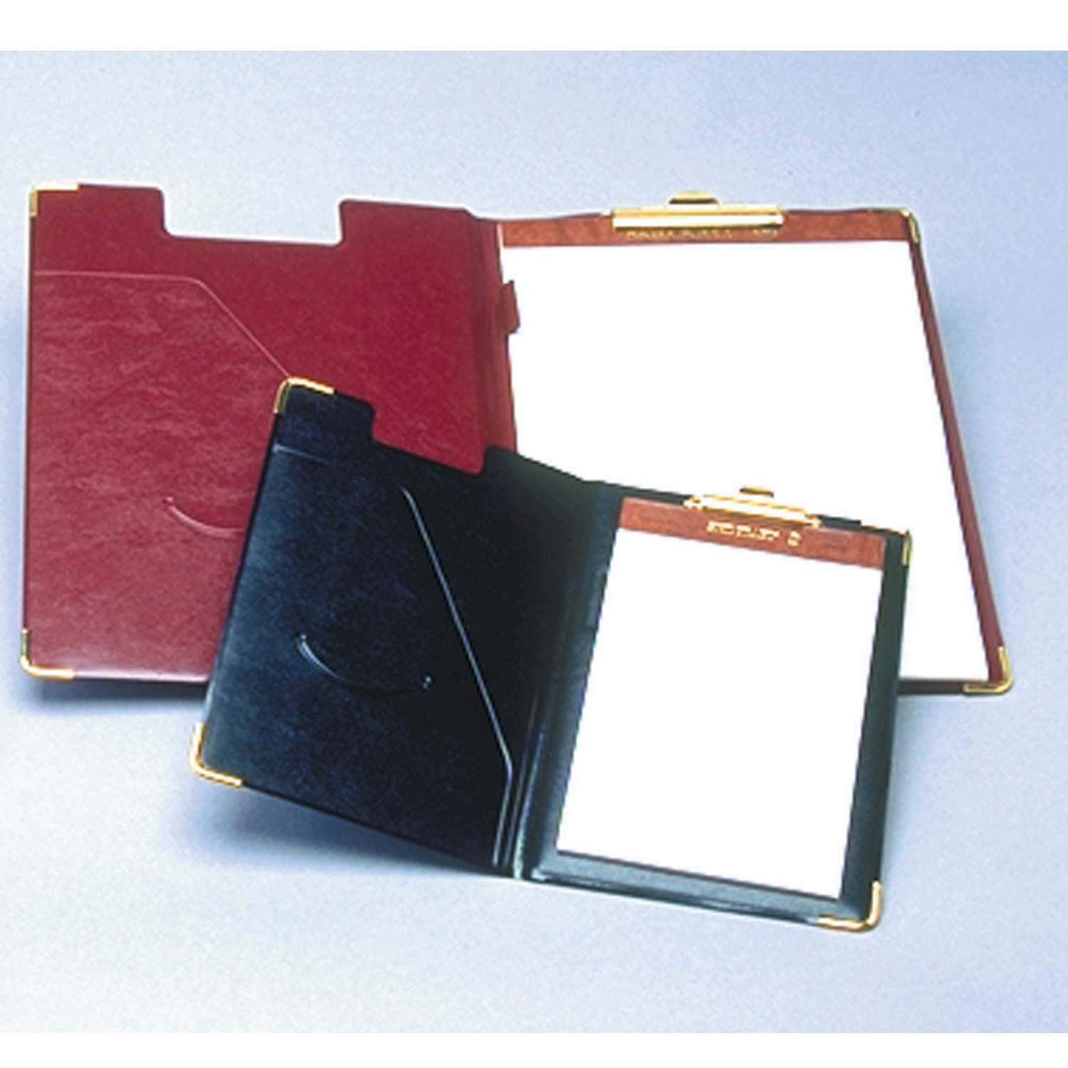 Pad Holder Portfolio, Deluxe, Brass Clip and Corners, Black, Letter Size