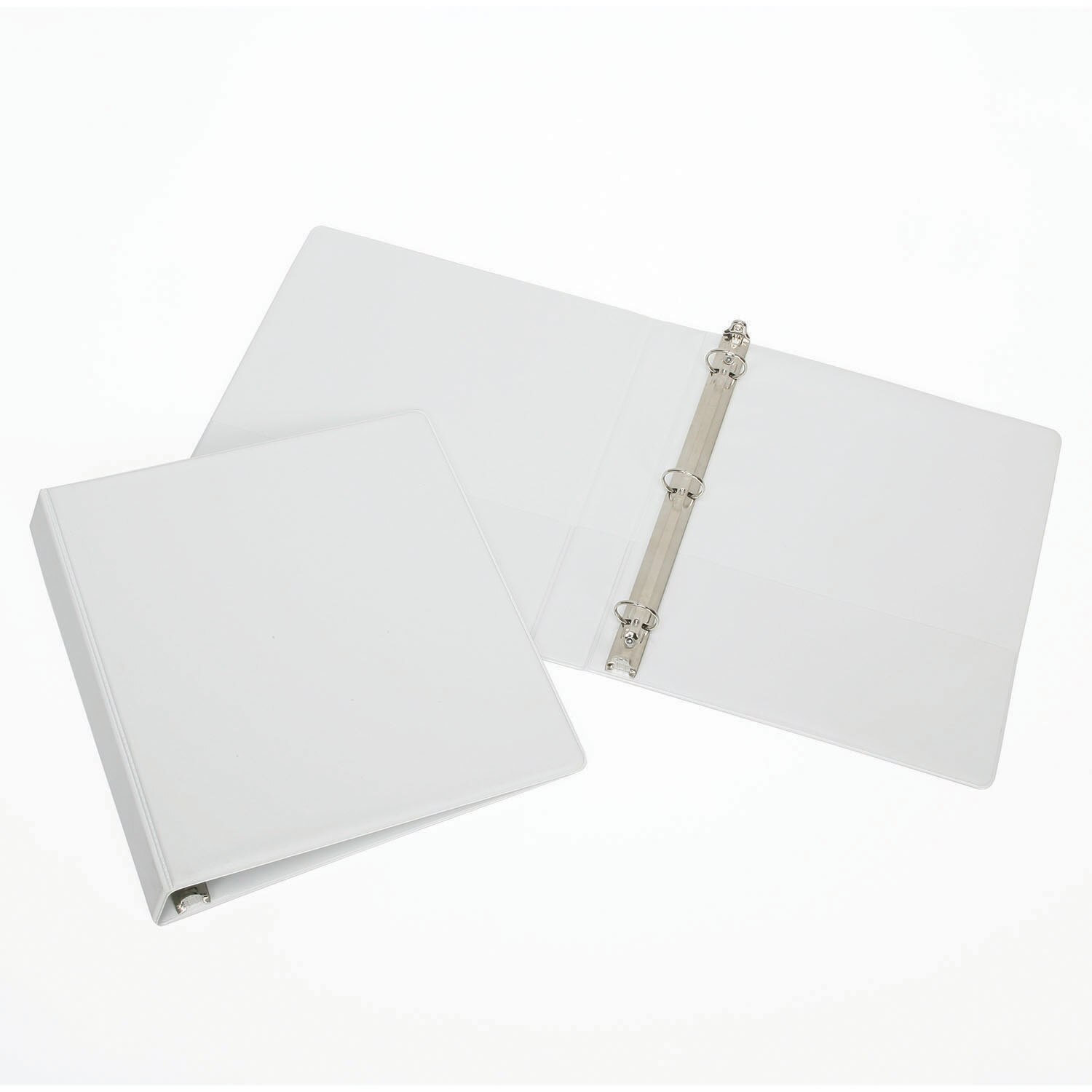 Binder, Round Ring, Pockets, White, 1" Capacity, Letter Size