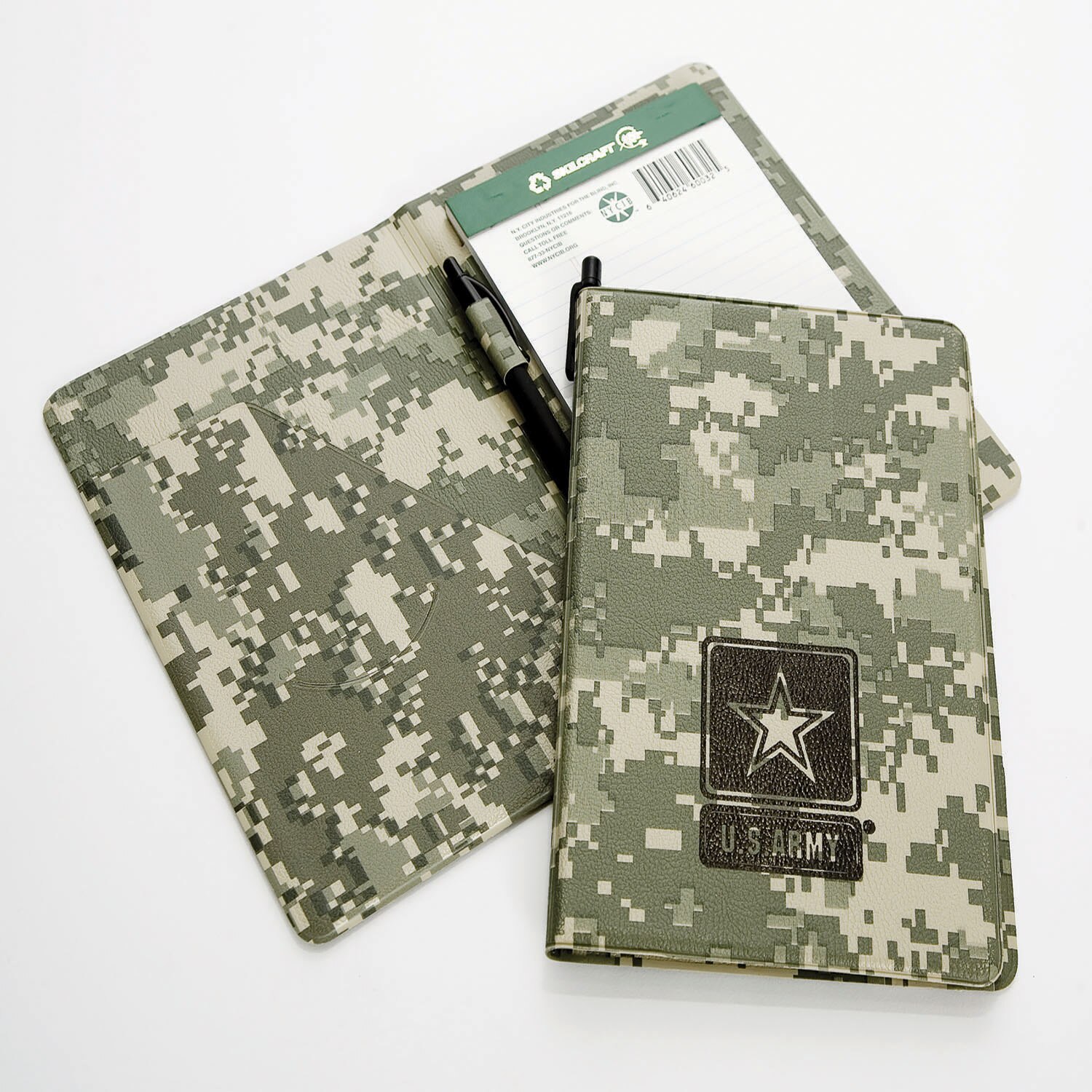 Portfolio, Note Pad Holder, Army Logo, Camouflage, 6" x 9"