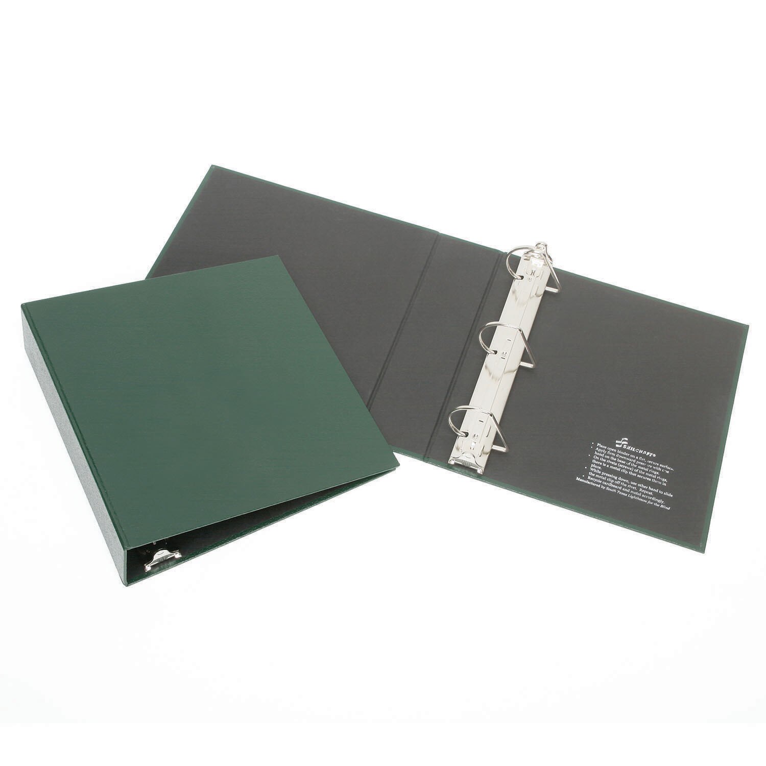 Binder, Removable Slant-D Rings, 100% Recyclable, Turned Edge, Dark Green, 1-1/2" Capacity, Letter