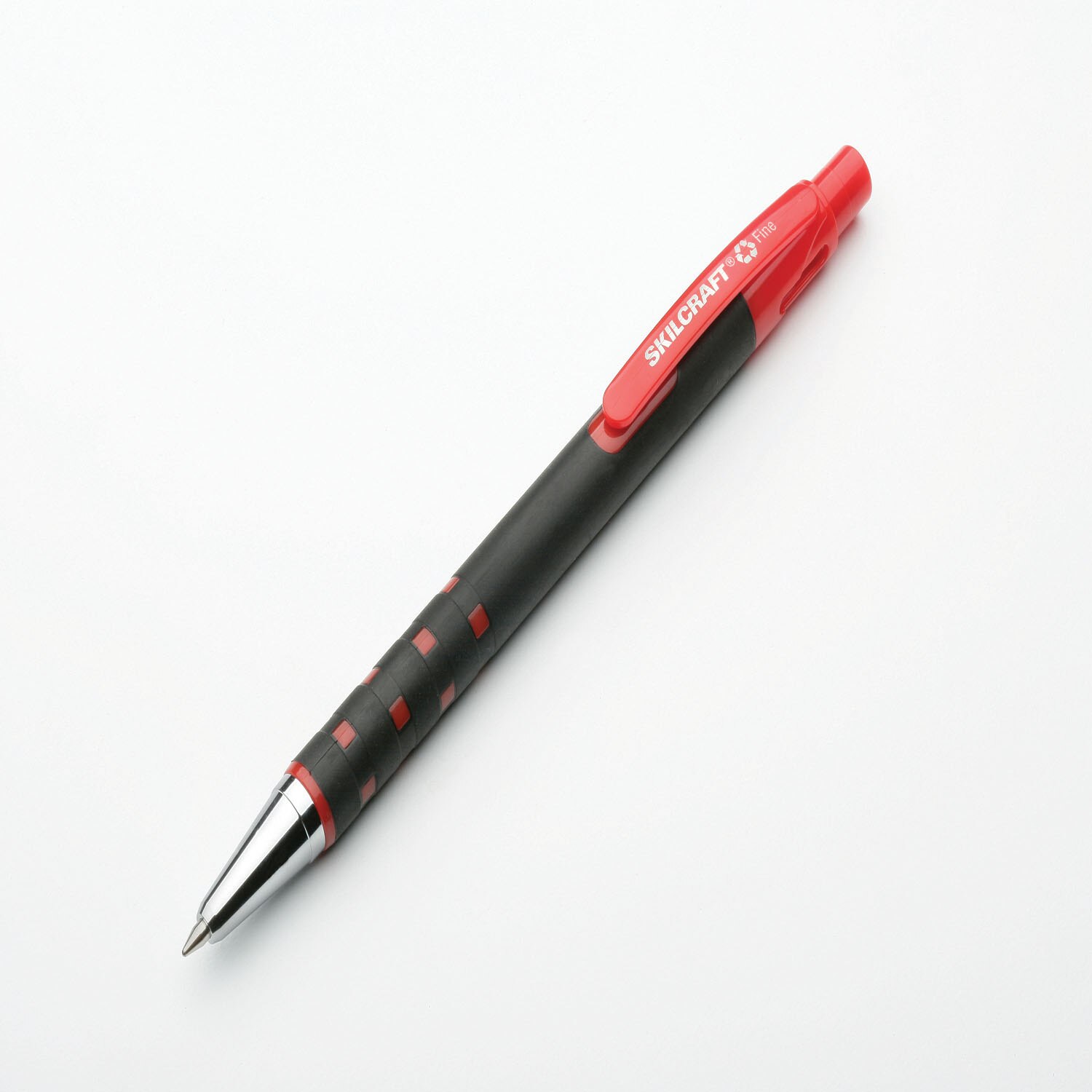 Pen, Ballpoint, Rubberized, Retractable, Refillable, Red, Fine Point