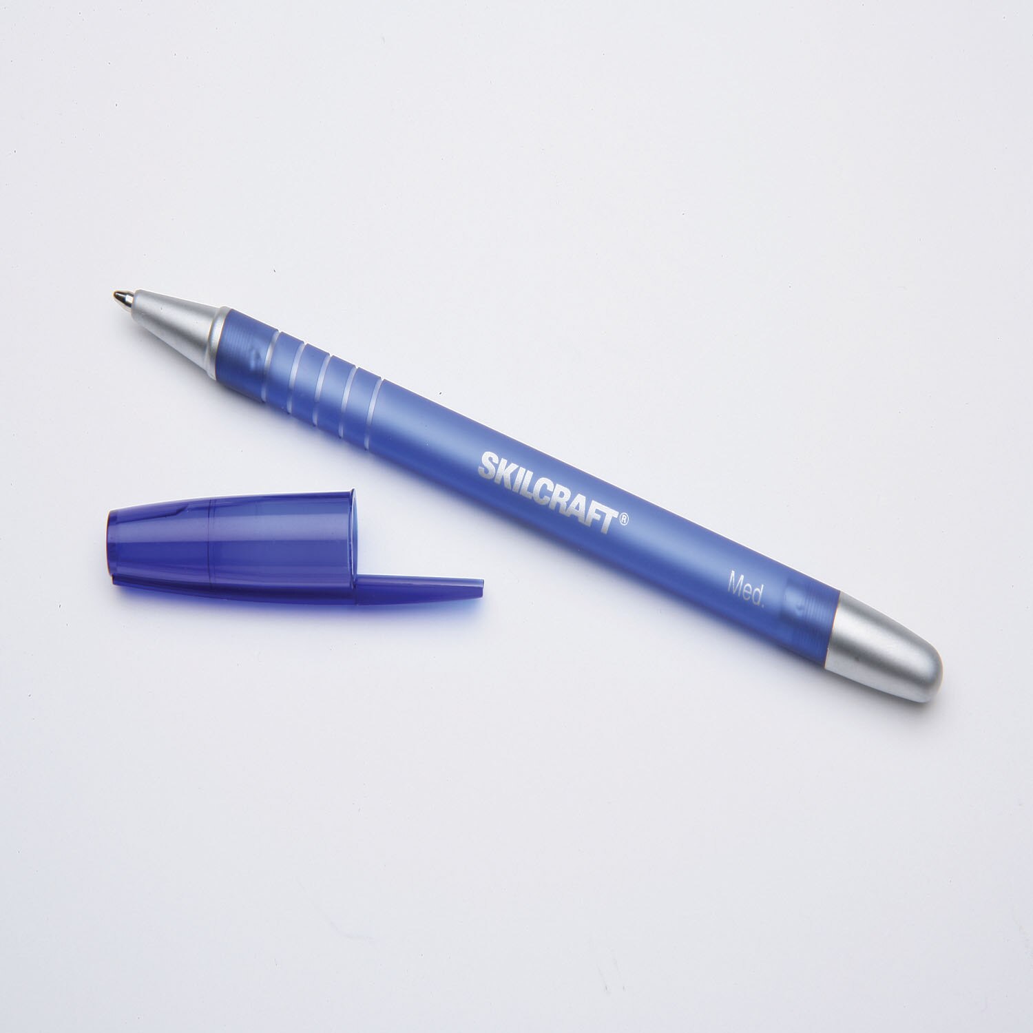Pen, Ballpoint, Stick, Refillable, Rubberized Barrel, Blue, Medium Point