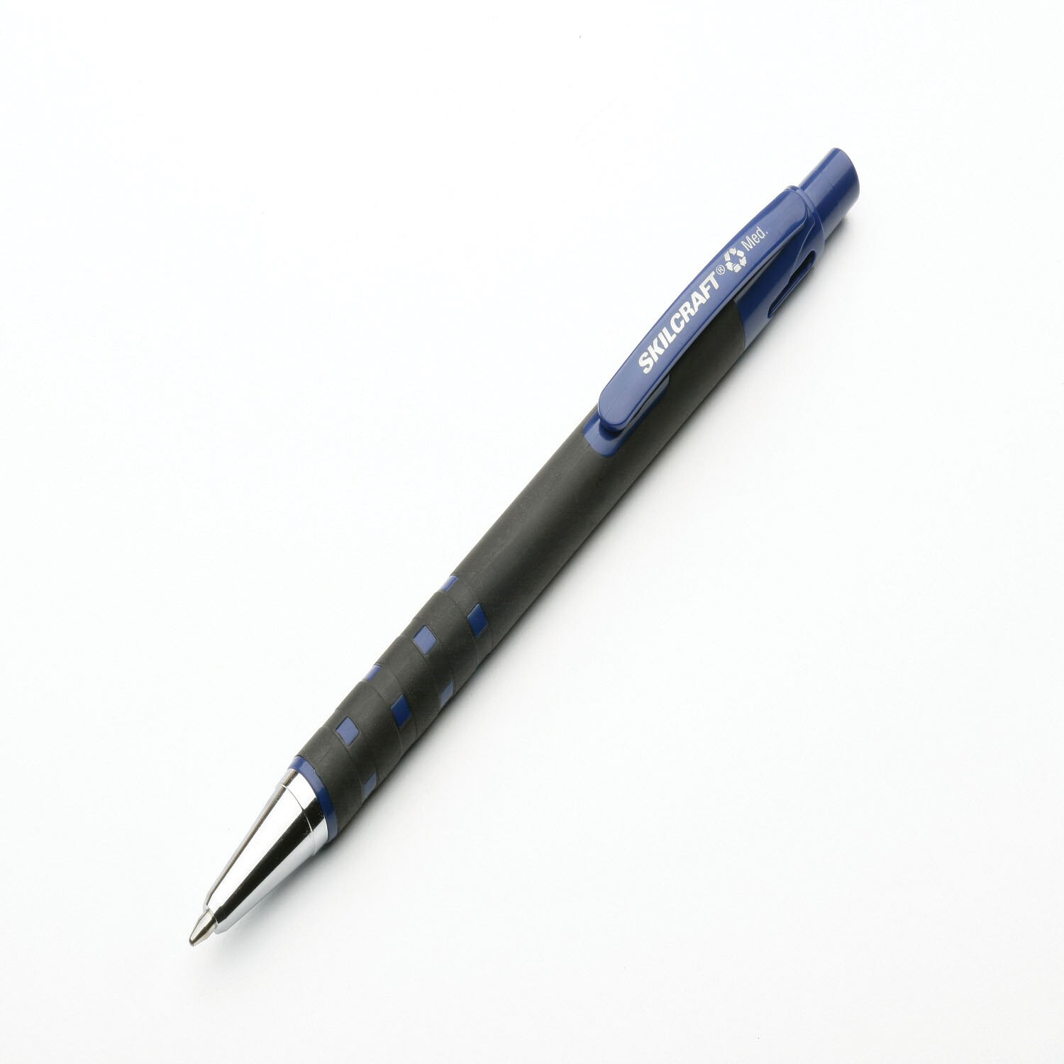 Pen, Ballpoint, Rubberized, Retractable, Refillable, Blue, Medium Point