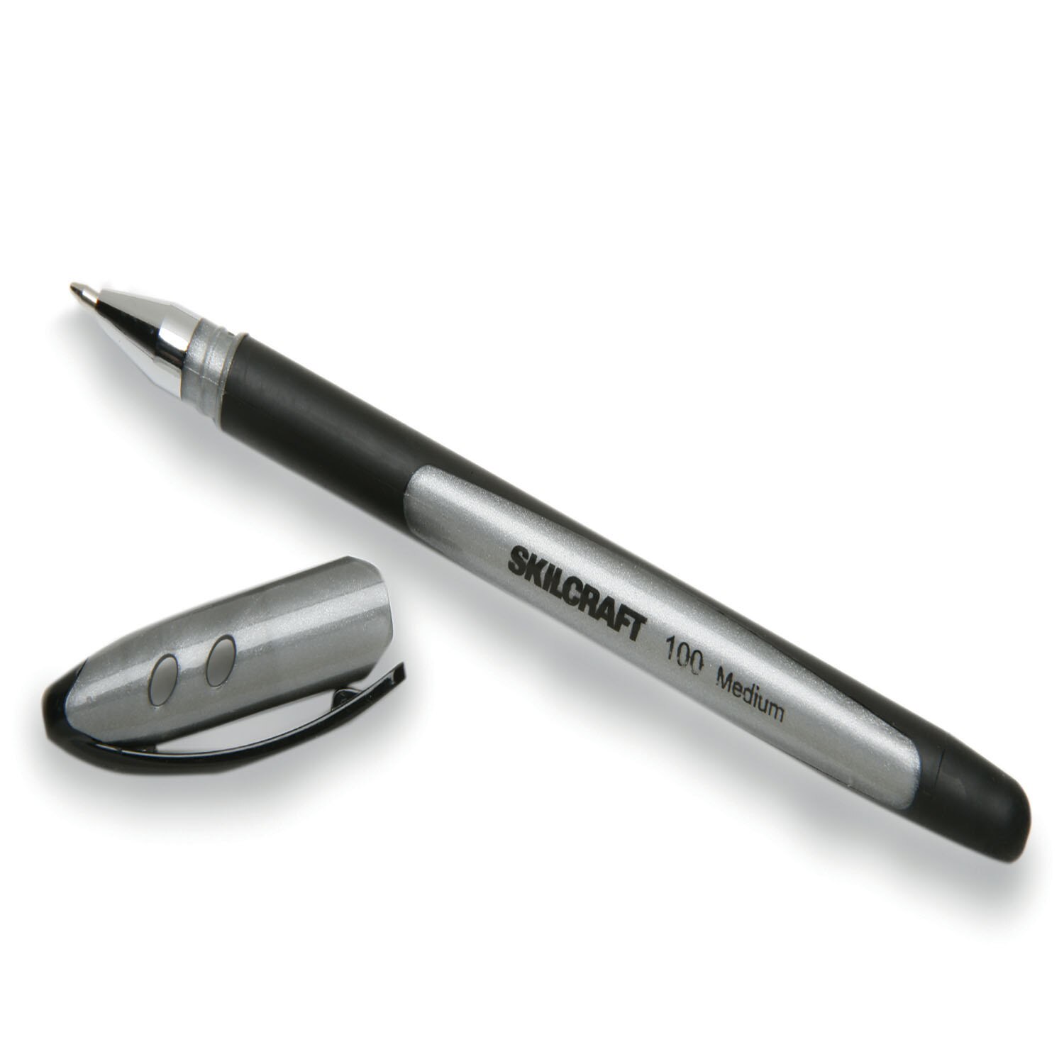 Pen, Ballpoint, Stick, Non-Refillable, Rubberized Barrel, Black, Medium Point