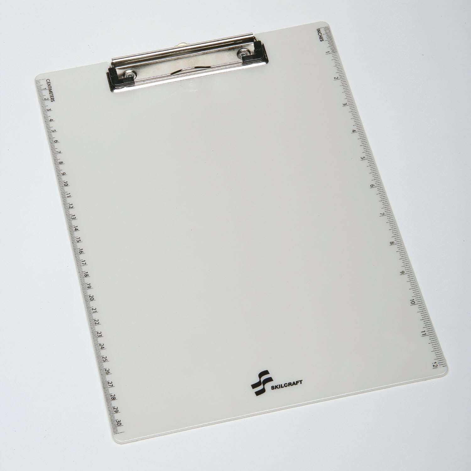 Clipboard, Plastic, Recycled, Pearl White with Ruler, 9" x 12"