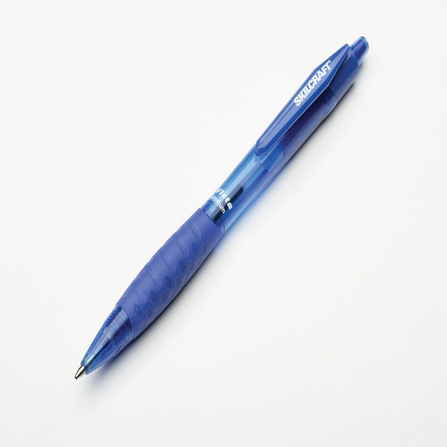 Pen, Ballpoint, Retractable, Tinted Barrel, VISTA, Blue, Medium Point