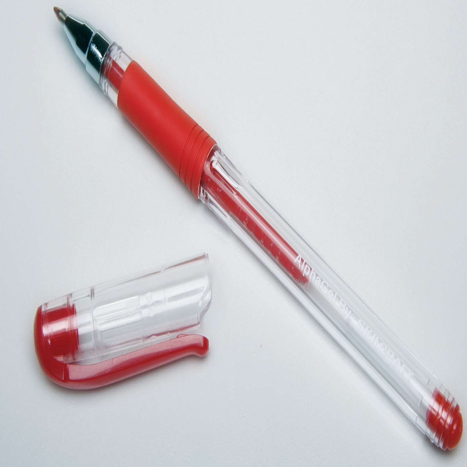 Pen, Gel, Stick, Translucent Barrel, Red, Medium point