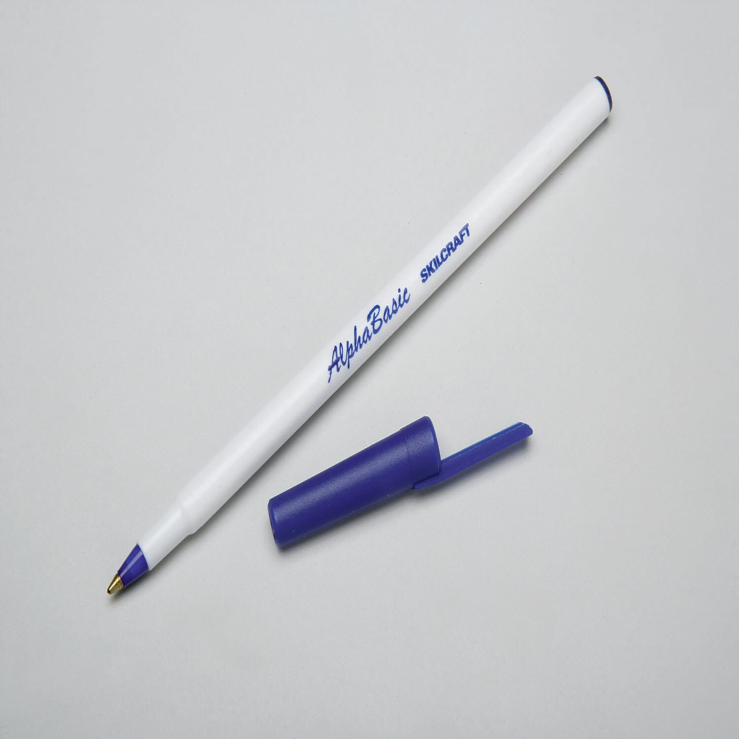 Pen, Stick, Ballpoint, Round Barrel, AlphaBasic, Medium Point, Blue