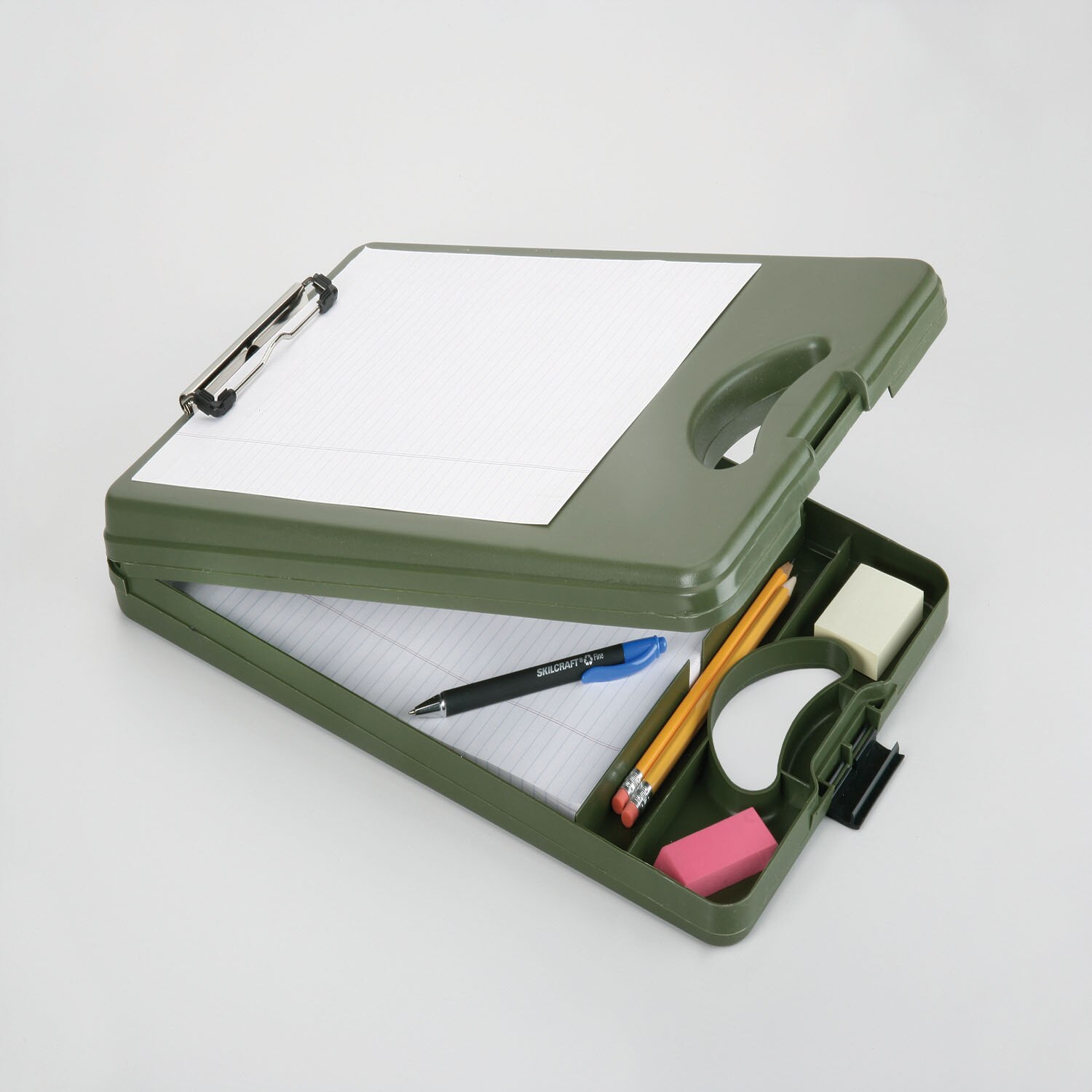 Portable Desktop Clipboard, 10" W x 2-3/5" D x 16" H, Army Green