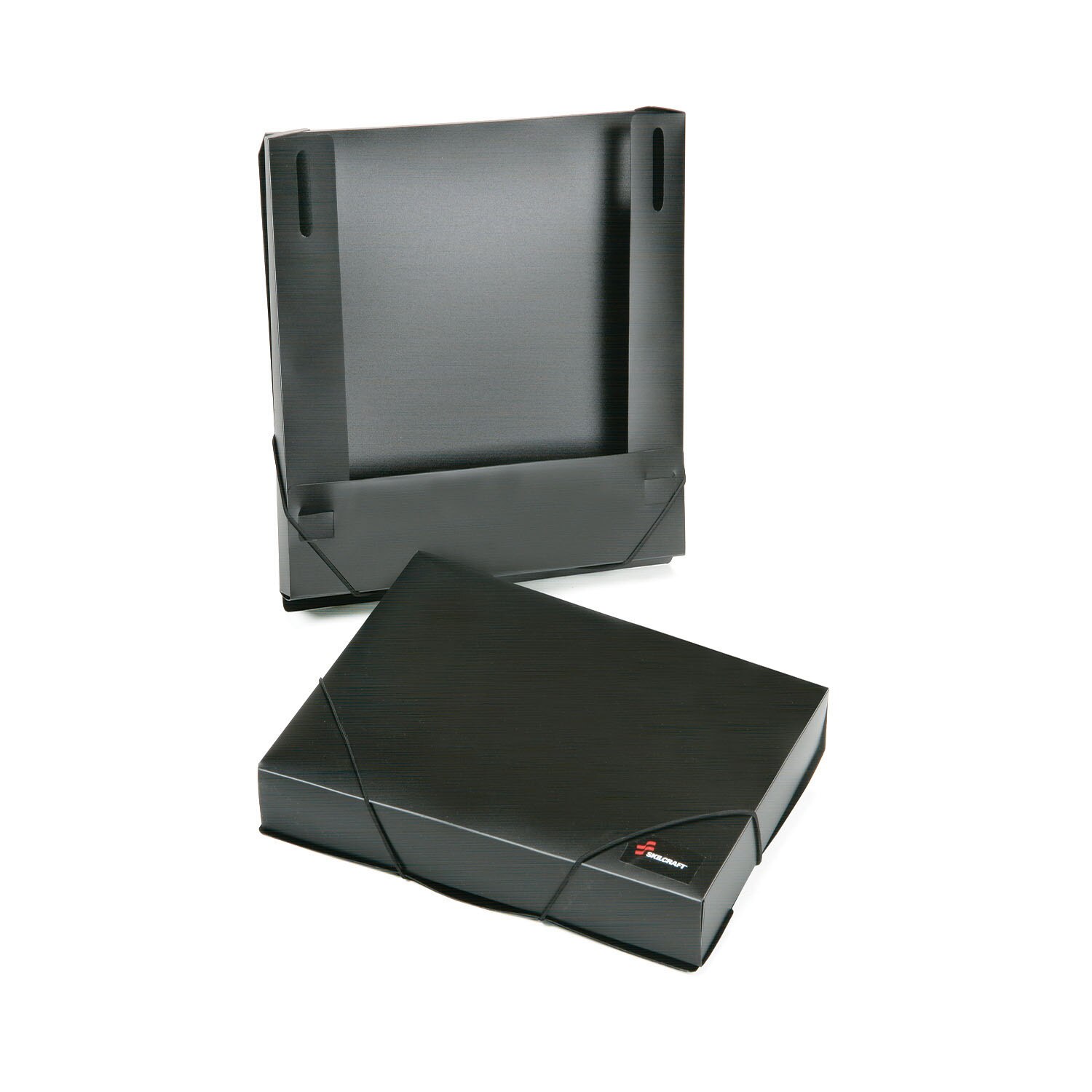 File Storage Box, Expanding, Flap and Cord Closure, Polypropylene, Black