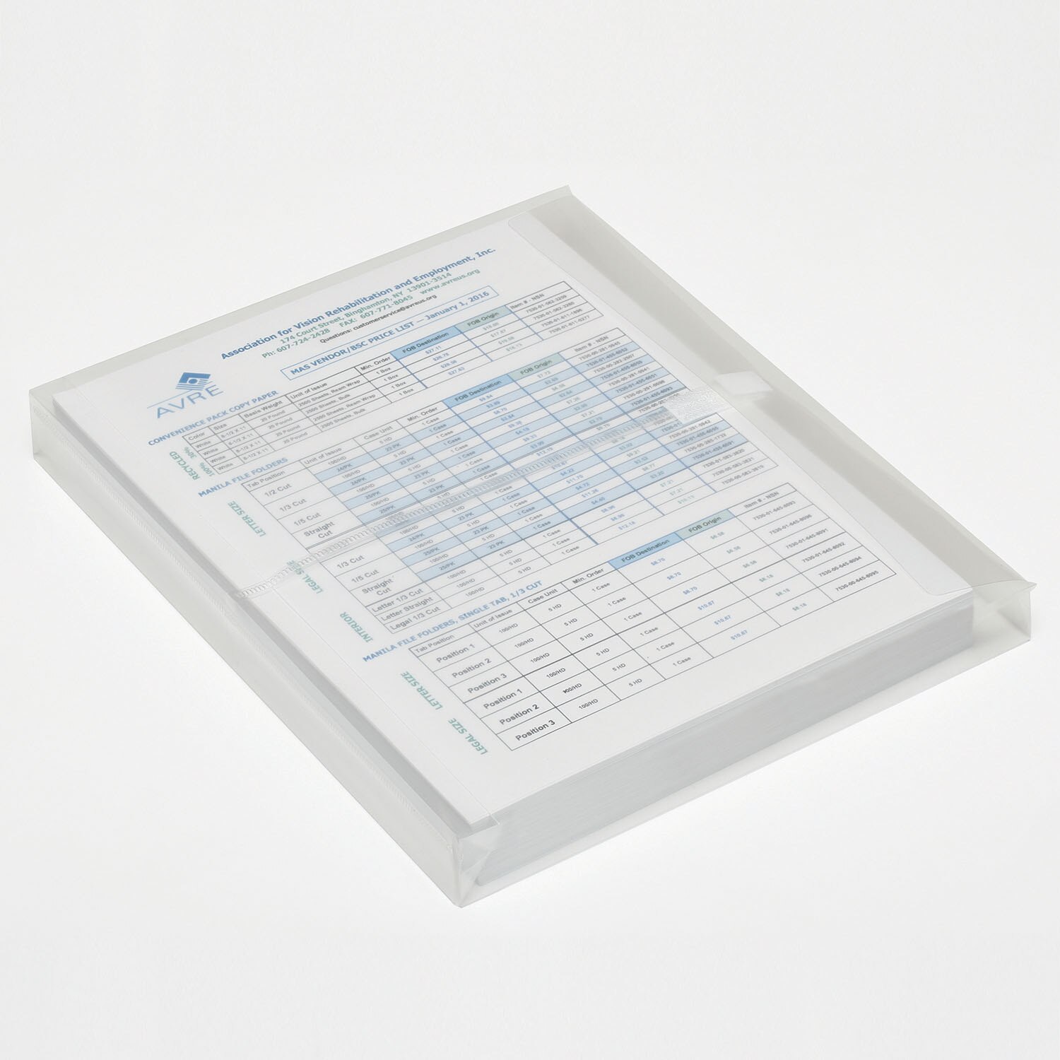 File Folder, Expandable, Hook and Loop, Clear, 9 3/4" x 11 5/8"