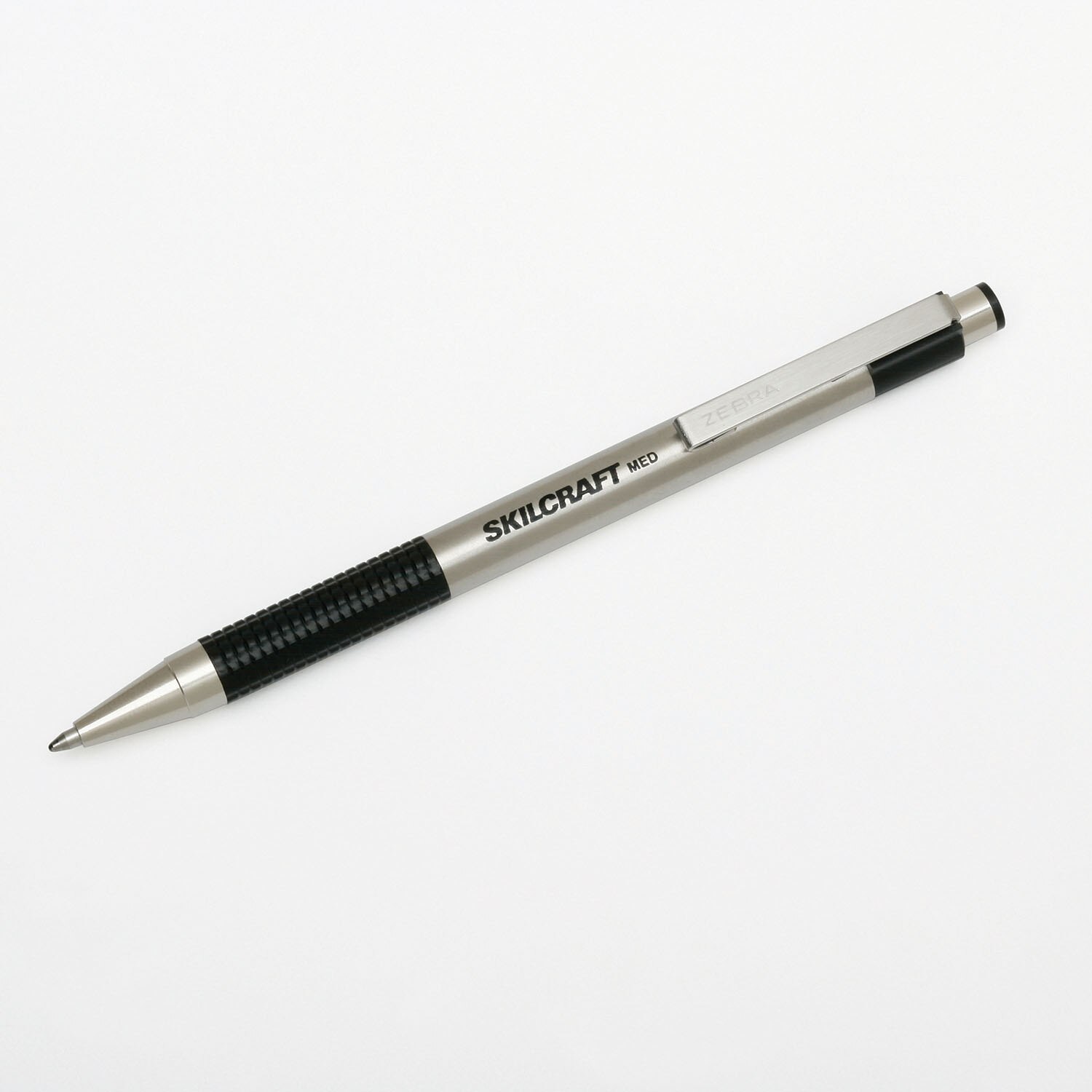 Pen, Retractable Ballpoint, Stainless Steel, Nonslip Grip, Medium Point, Black Ink, 2/PG