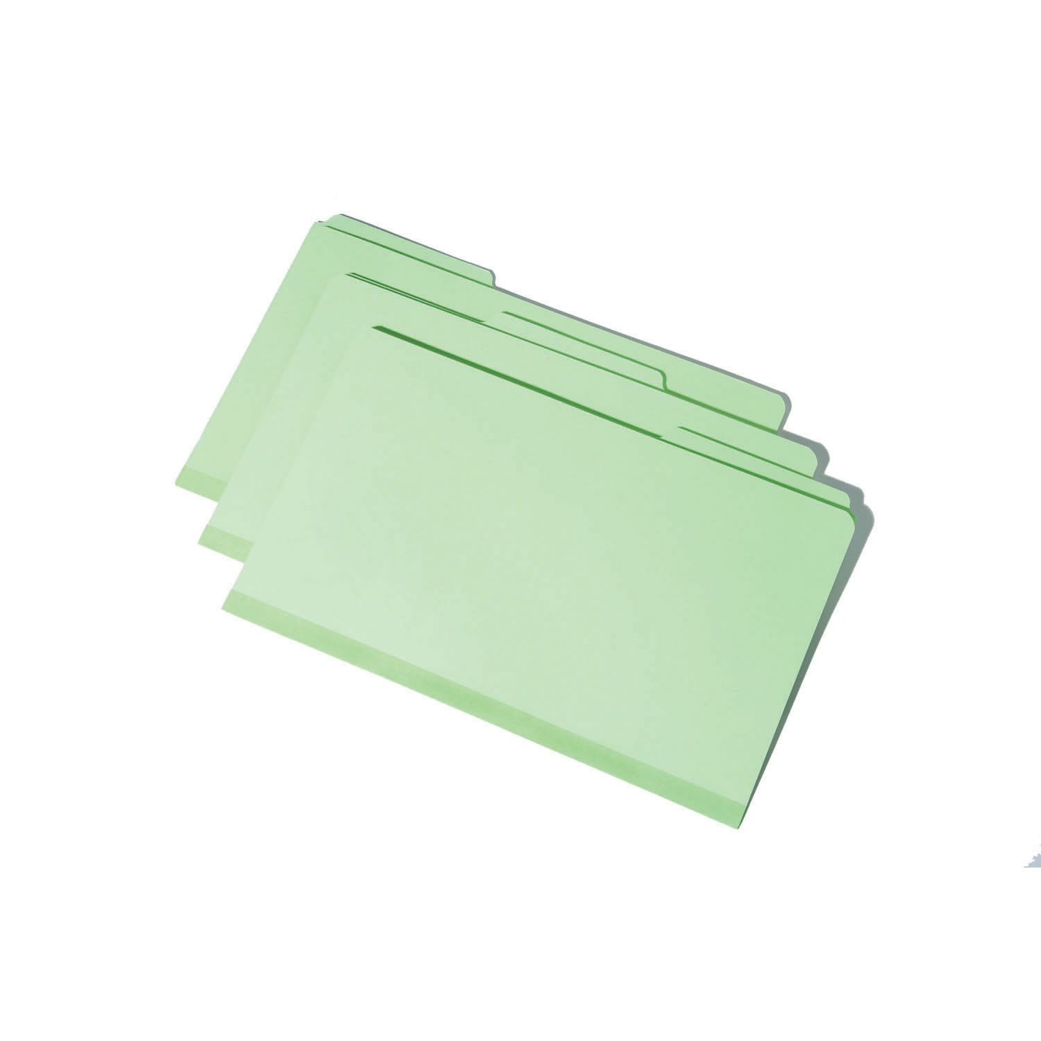 Folder, File, Pressboard, 1/3 Cut Tab, Plastic Tabs, Light Green, Legal