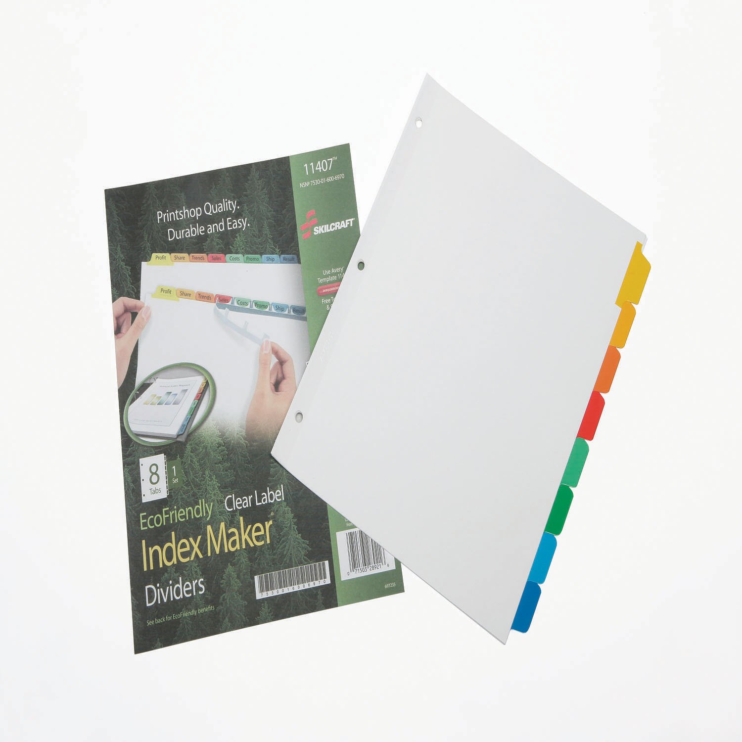 Index Dividers, Multicolor, 8 Tab