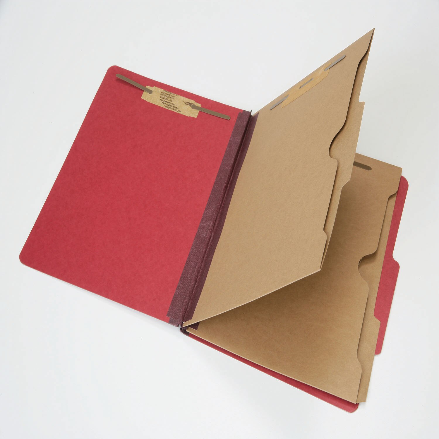 Folder, File, Classification, 2 Dividers with Pockets, Kraft, 6 Part, Dark Red, Letter