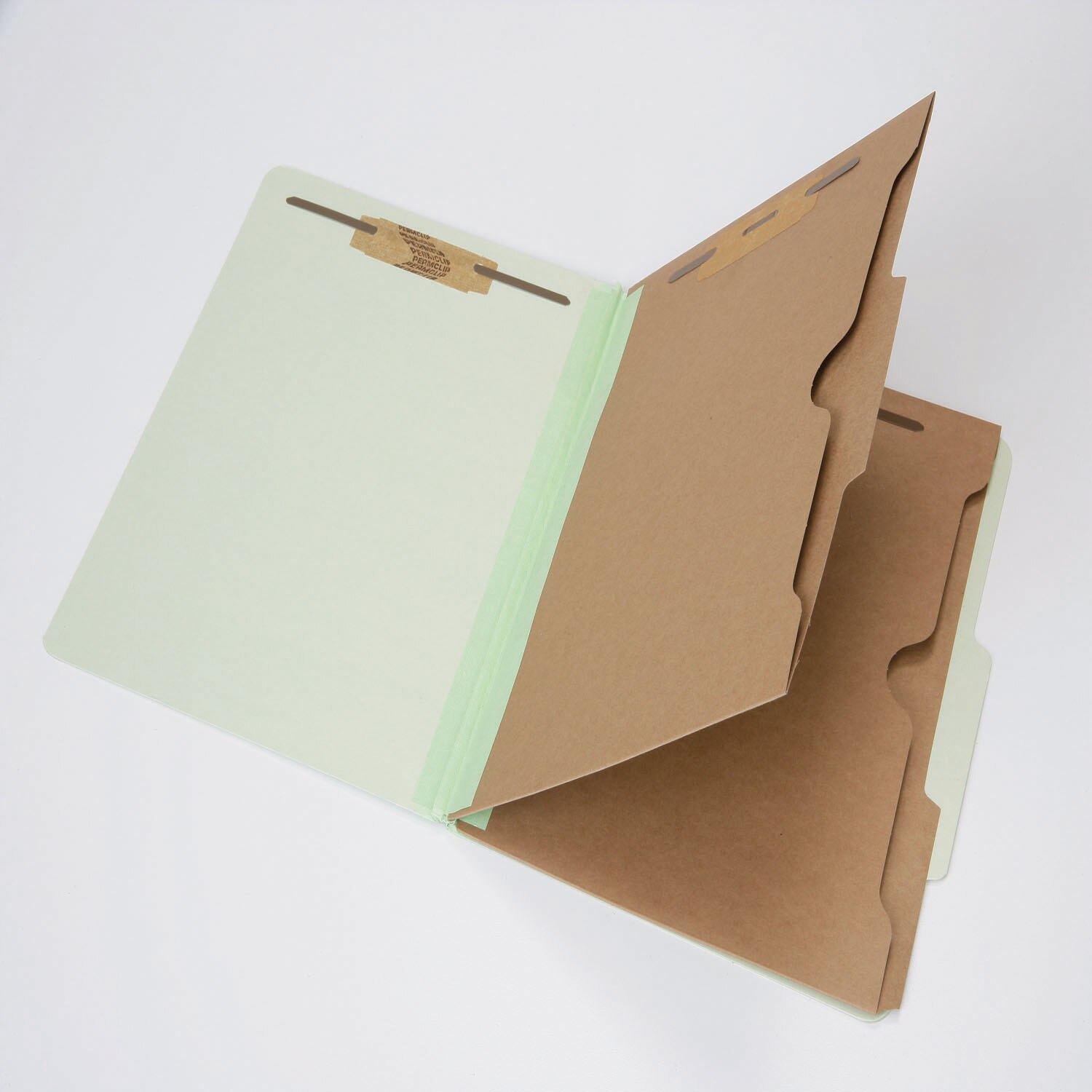 Folder, File, Classification, 2 Dividers with Pockets, Kraft, 6 Part, Light Green, Letter