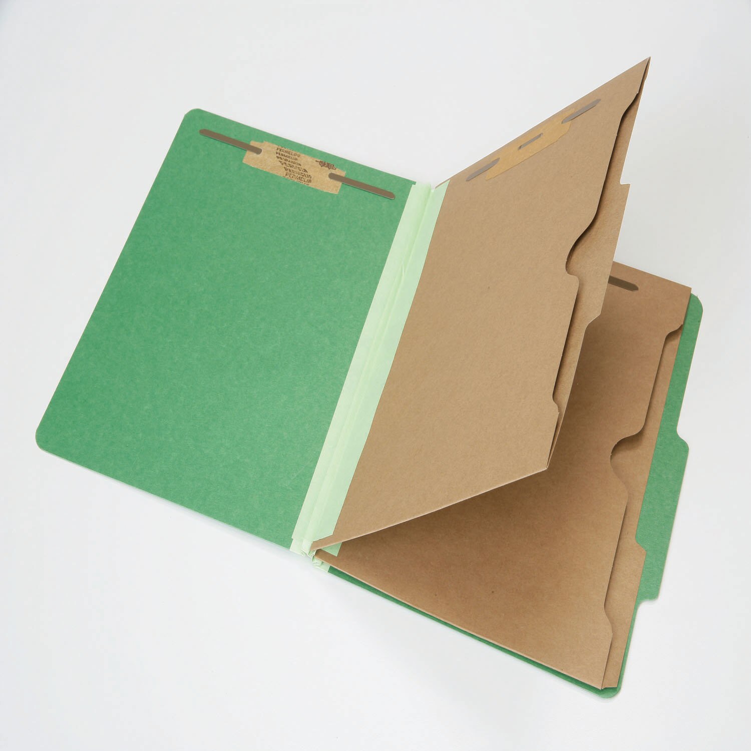 Folder, File, Classification, 2 Dividers with Pockets, Kraft, 6 Part, Dark Green, Letter