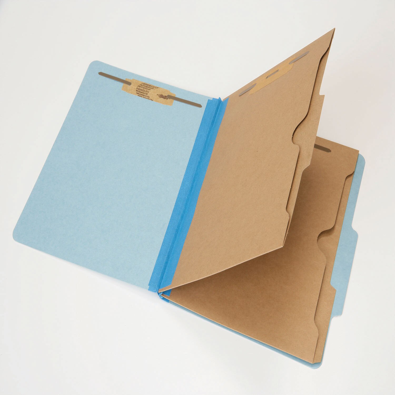Folder, File, Classification, 2 Dividers with Pockets, Kraft, 6 Part, Light Blue, Letter