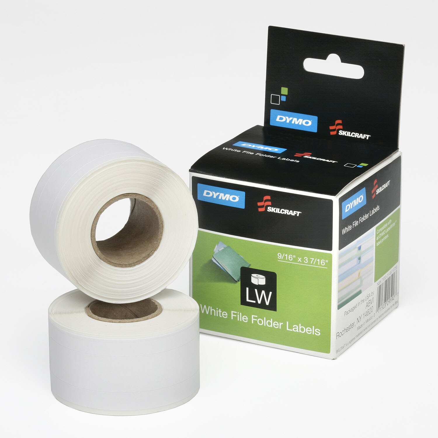 Labels, File Folder, Black on White, 9/16" x 3-7/16"