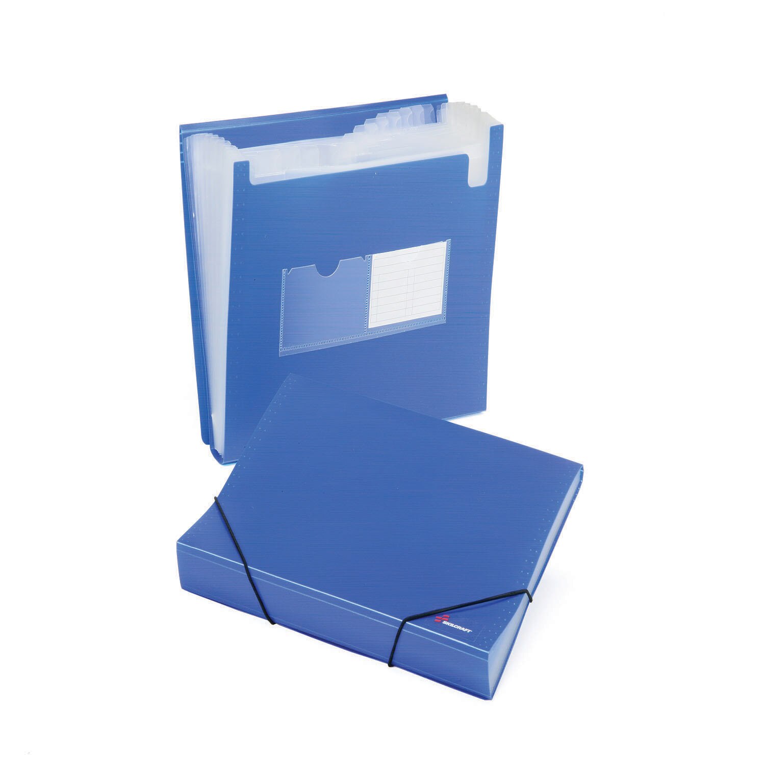 File Folder, Expanding, 12 Tab, Flap and Cord Closure, Polypropylene, Blue