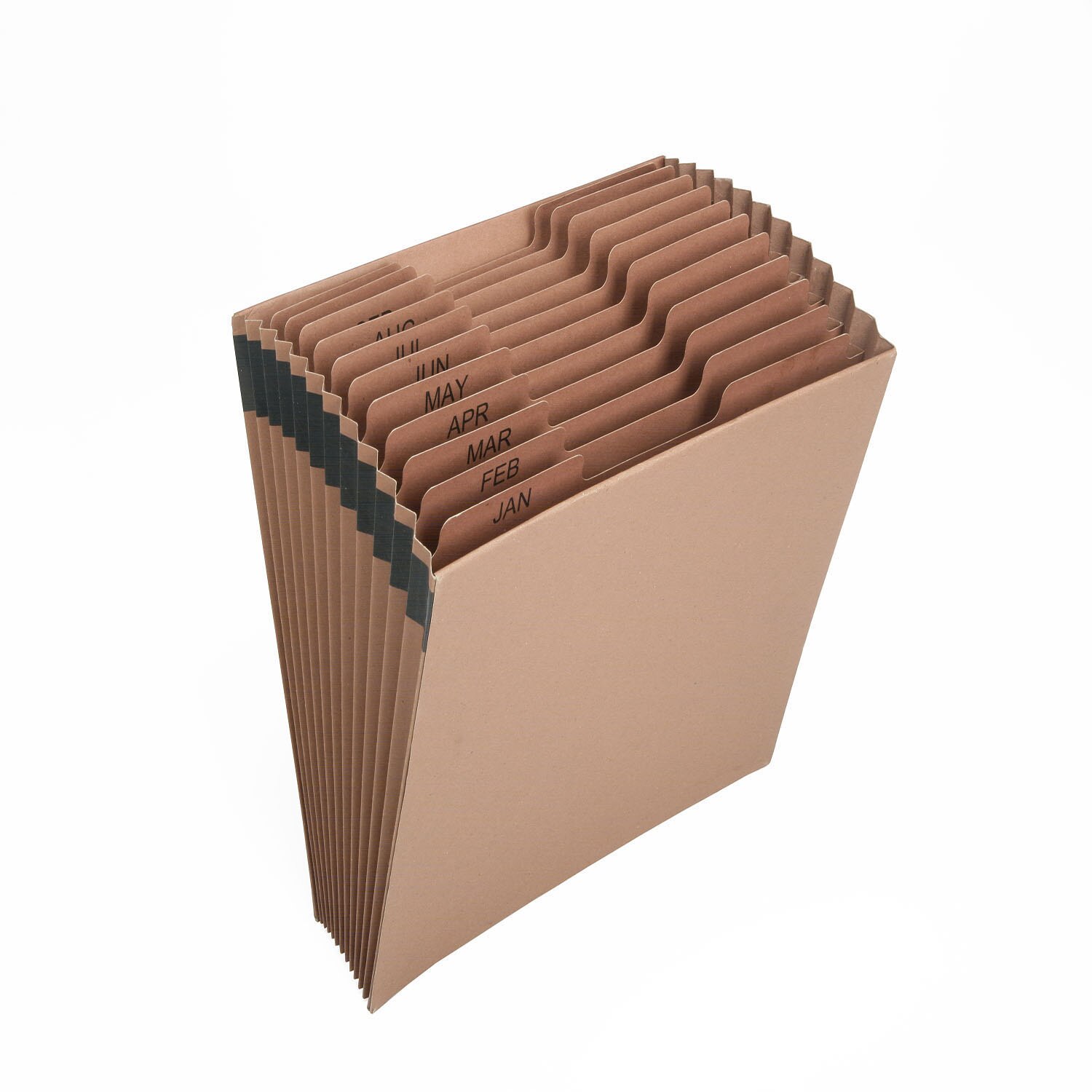 File Folder, Expanding, 12 Tab, Monthly, January thru December, Letter, Brown