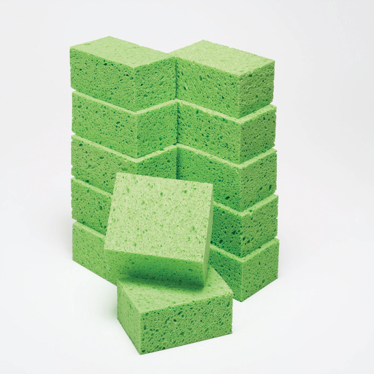 Sponge, Cellulose, Coarse-Textured, Uncompressed, Green, 3-5/8" x 5-3/4" x 1-3/4"