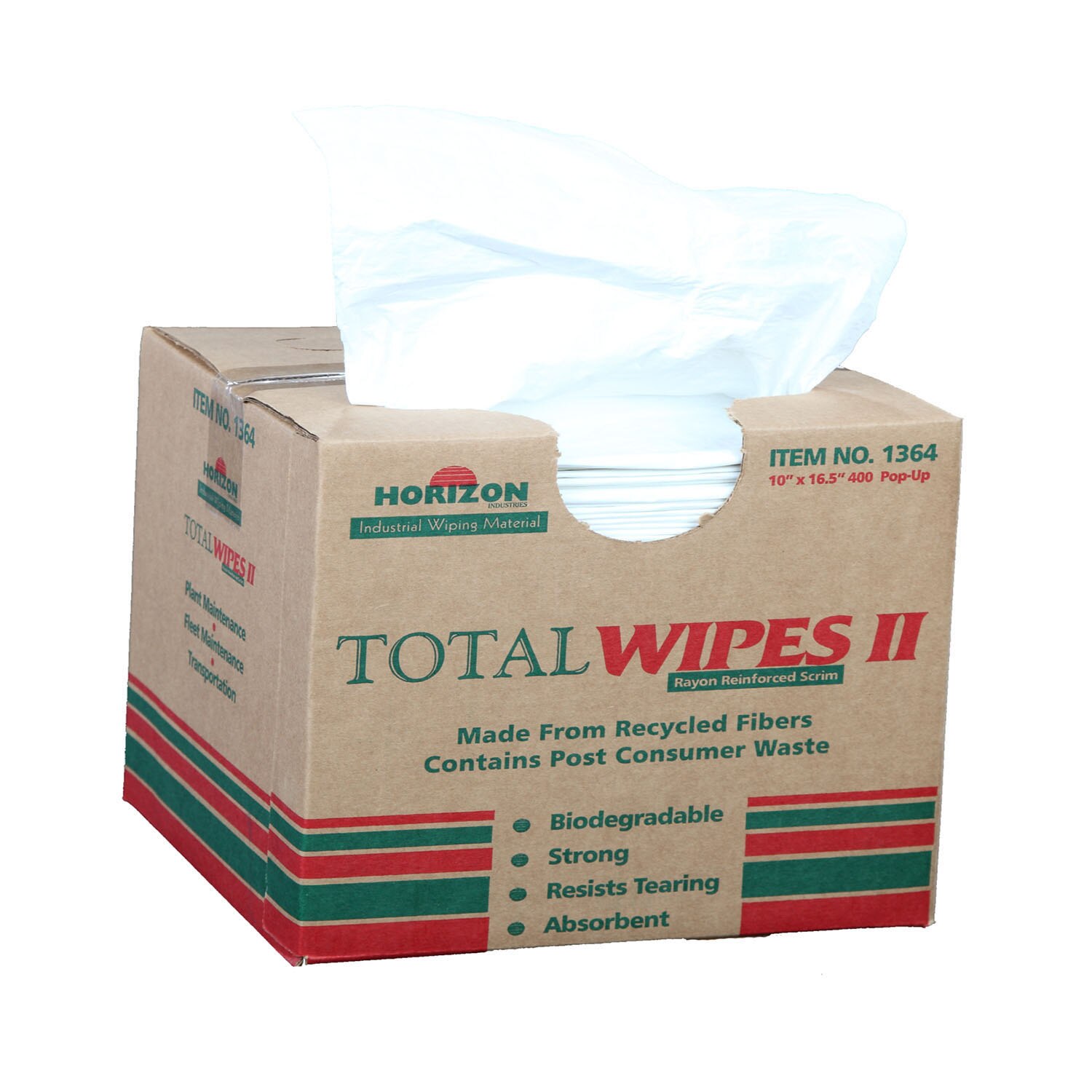 Towel, Machinery Wiping, 4-Ply, Biodegradable, White, 10" x 16-1/2"