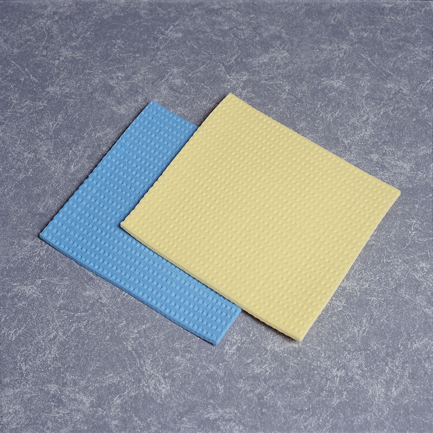 Sponge, Cellulose, Fine-Textured, Uncompressed, Blue and Yellow, 7-1/4" x 8" x 5/16"