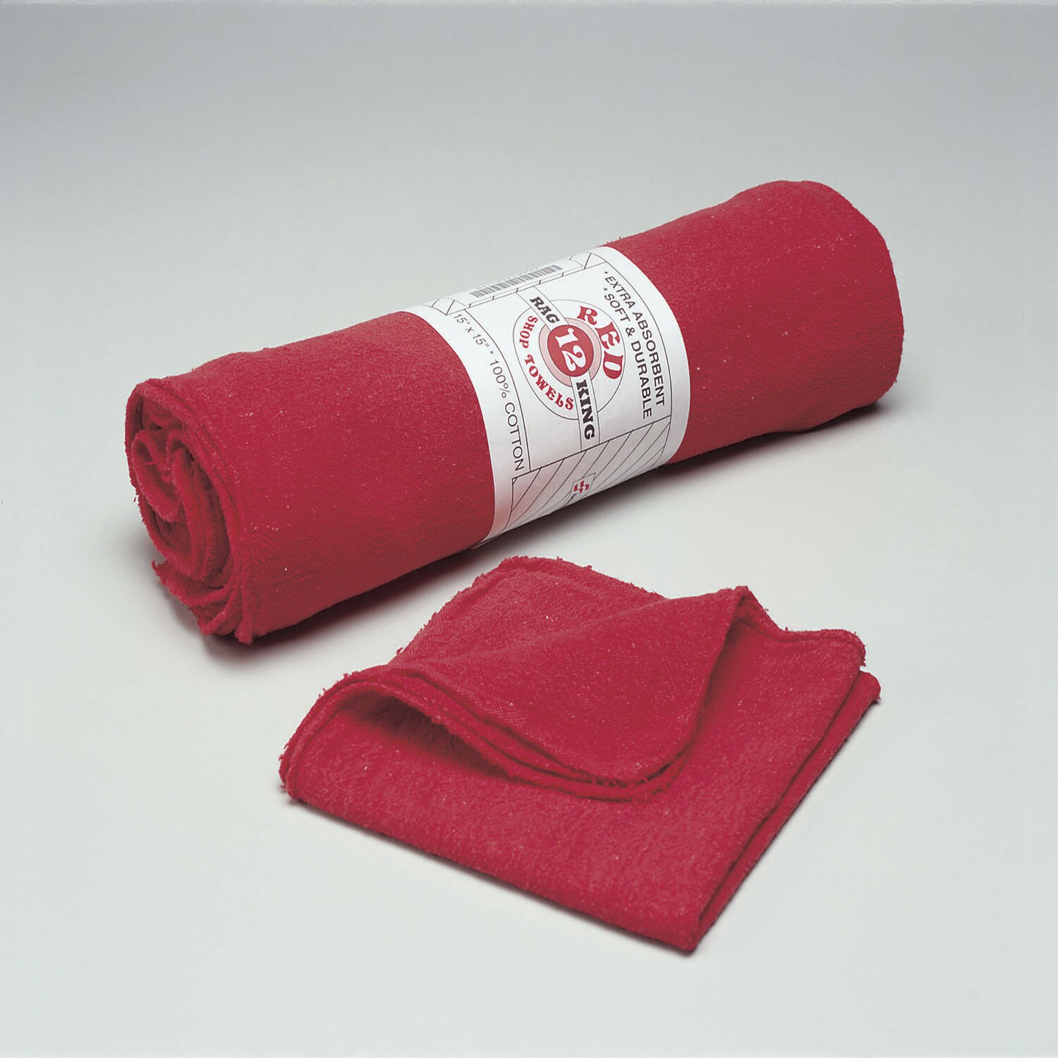 Towels, Wiping, Machinery, Cotton, 15" x 15", Red