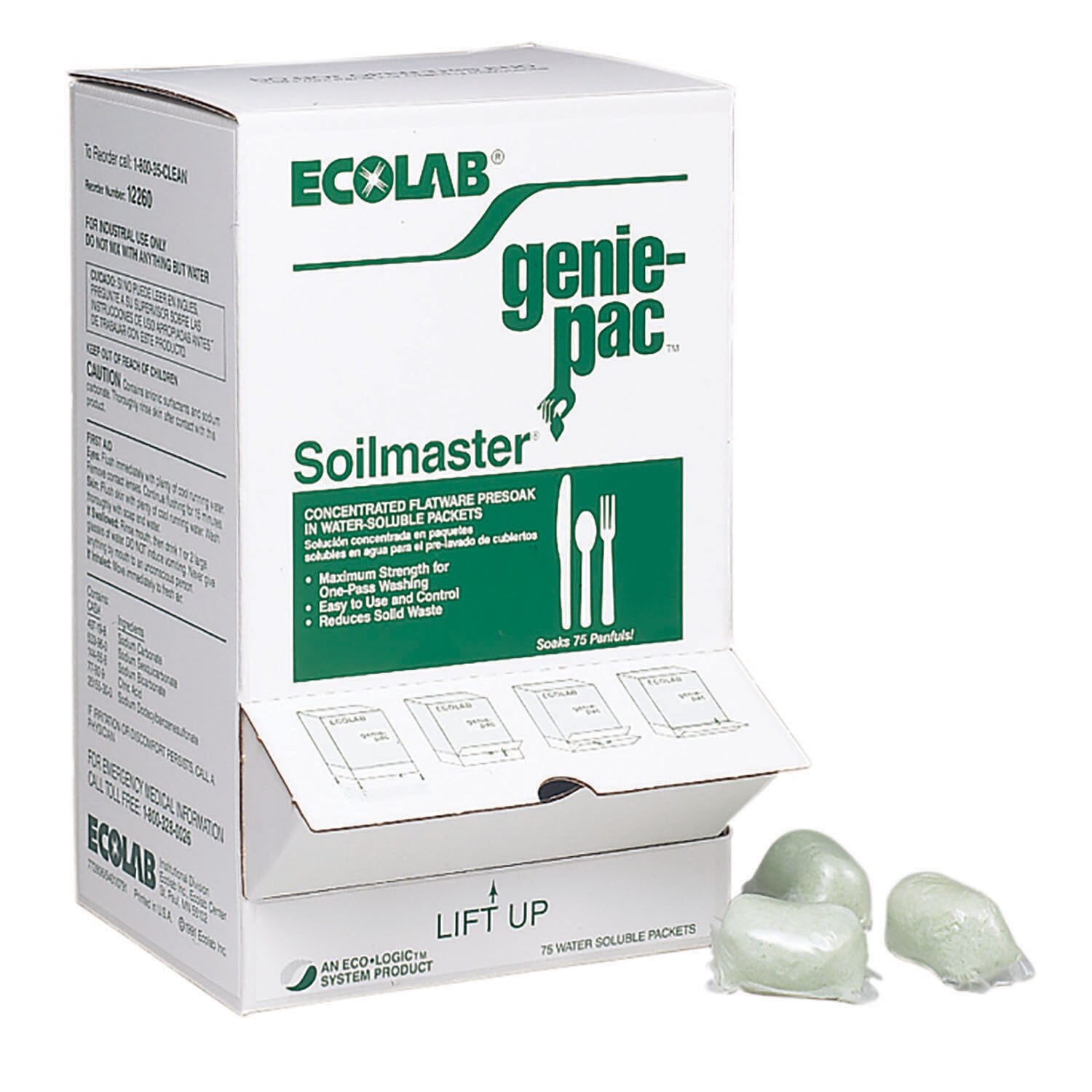 Ecolab Soilmaster, Water Soluble, Presoak, Silverware, .7 oz