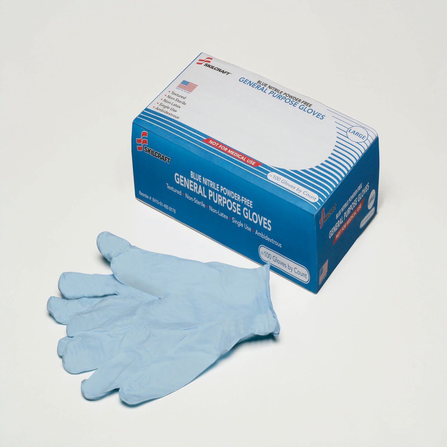 Gloves, Disposable, Powder-Free, Latex-Free, Nitrile, Industrial-Grade, Medium