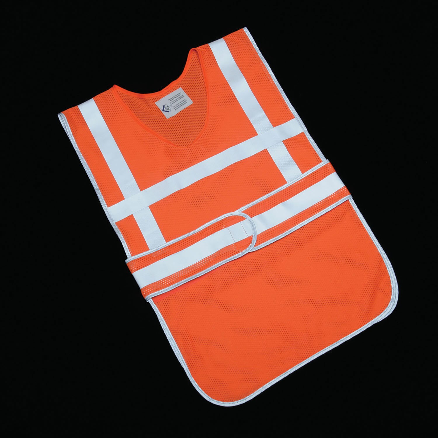 Vest, Safety, Class 2 ANSI 107, Over the Head, Orange, Silver Reflective Strips, One Size Fits All