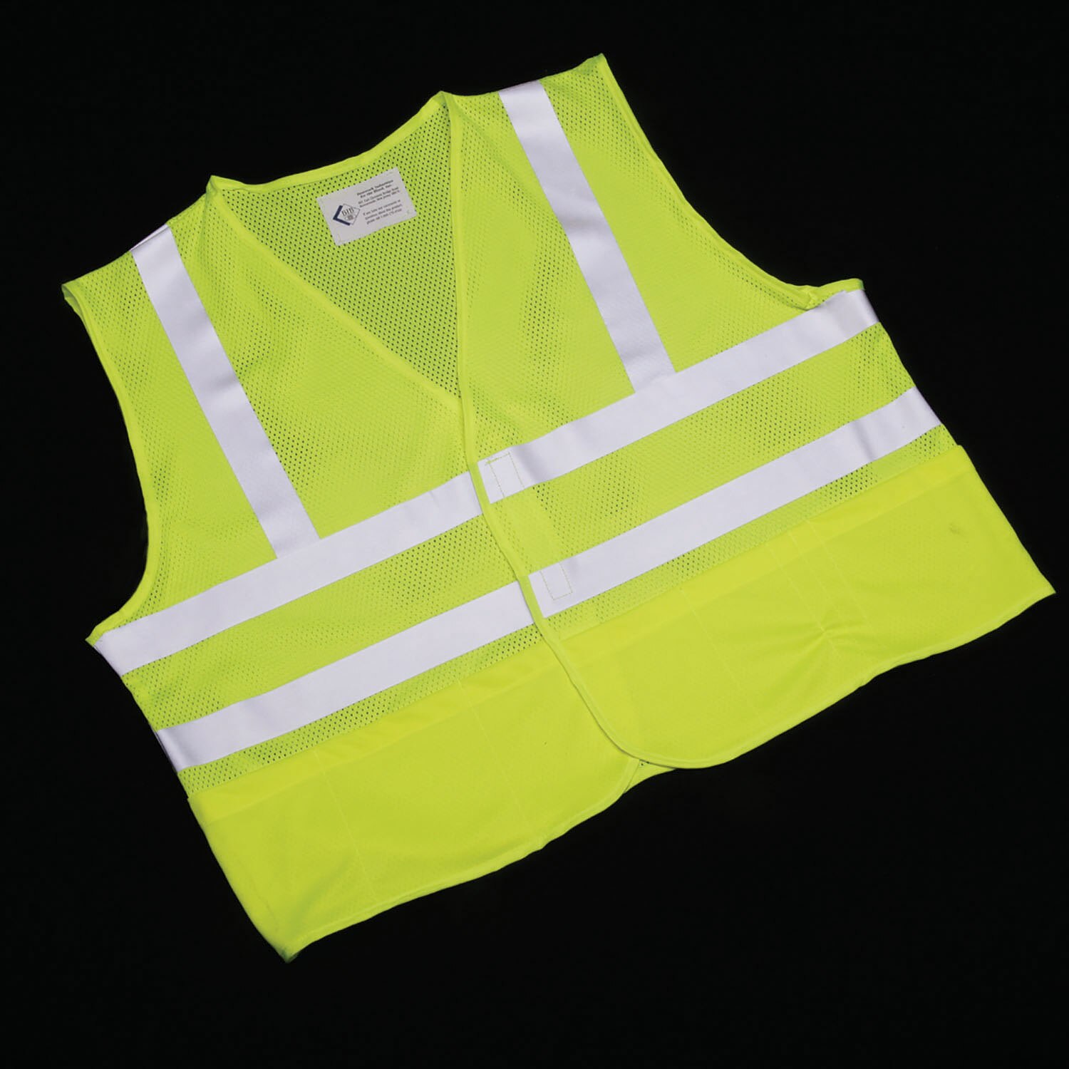 Vest, Safety, Class 2 ANSI 107, Front Closure, Lime, Silver Reflective Strips, Large
