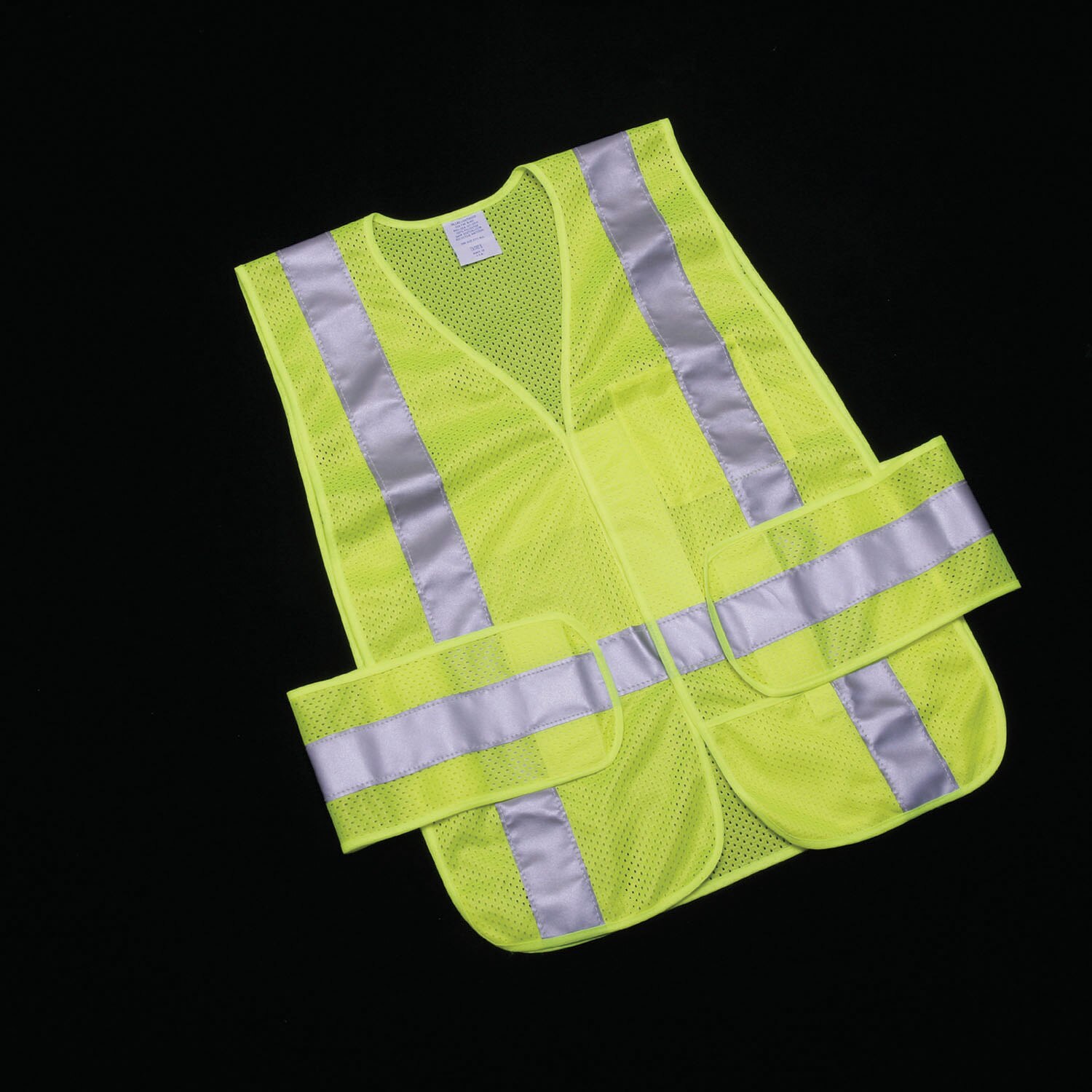 Vest, Safety, Class 2 ANSI 107, Front Closure, Lime, Silver Reflective Strips, One-Size Fits All