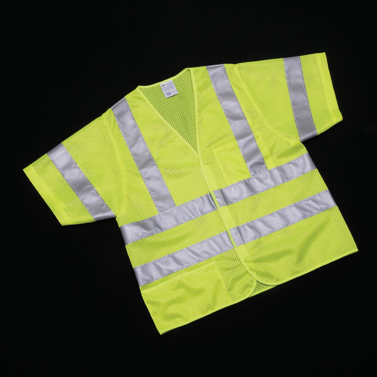 Vest, Safety, ANSI Class 3, Front Closure, Yellow/Lime w/ Silver Trim, Medium
