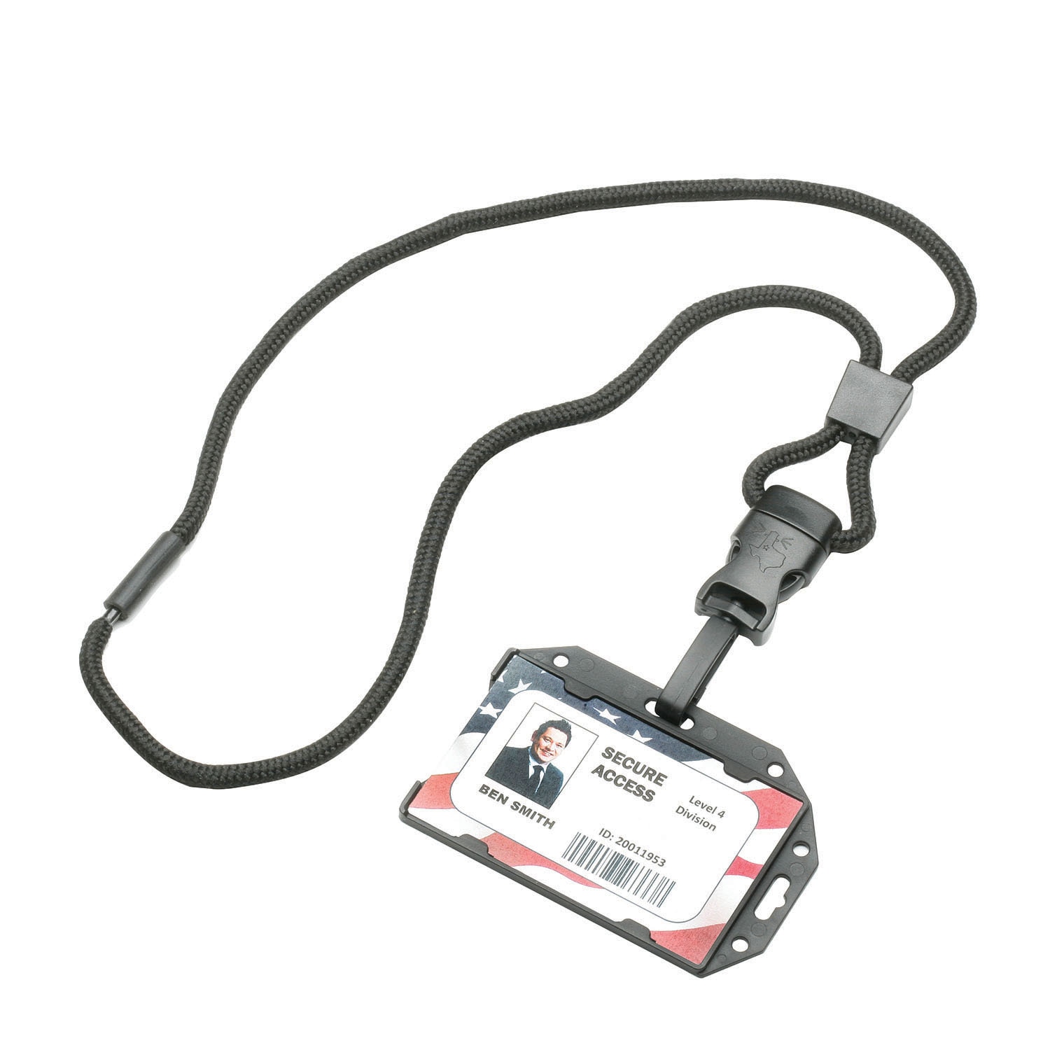 Neck Lanyard, Rigid RFID Protection 1 Card Holder, Removable Swivel Hook, Black, 36" x .25"
