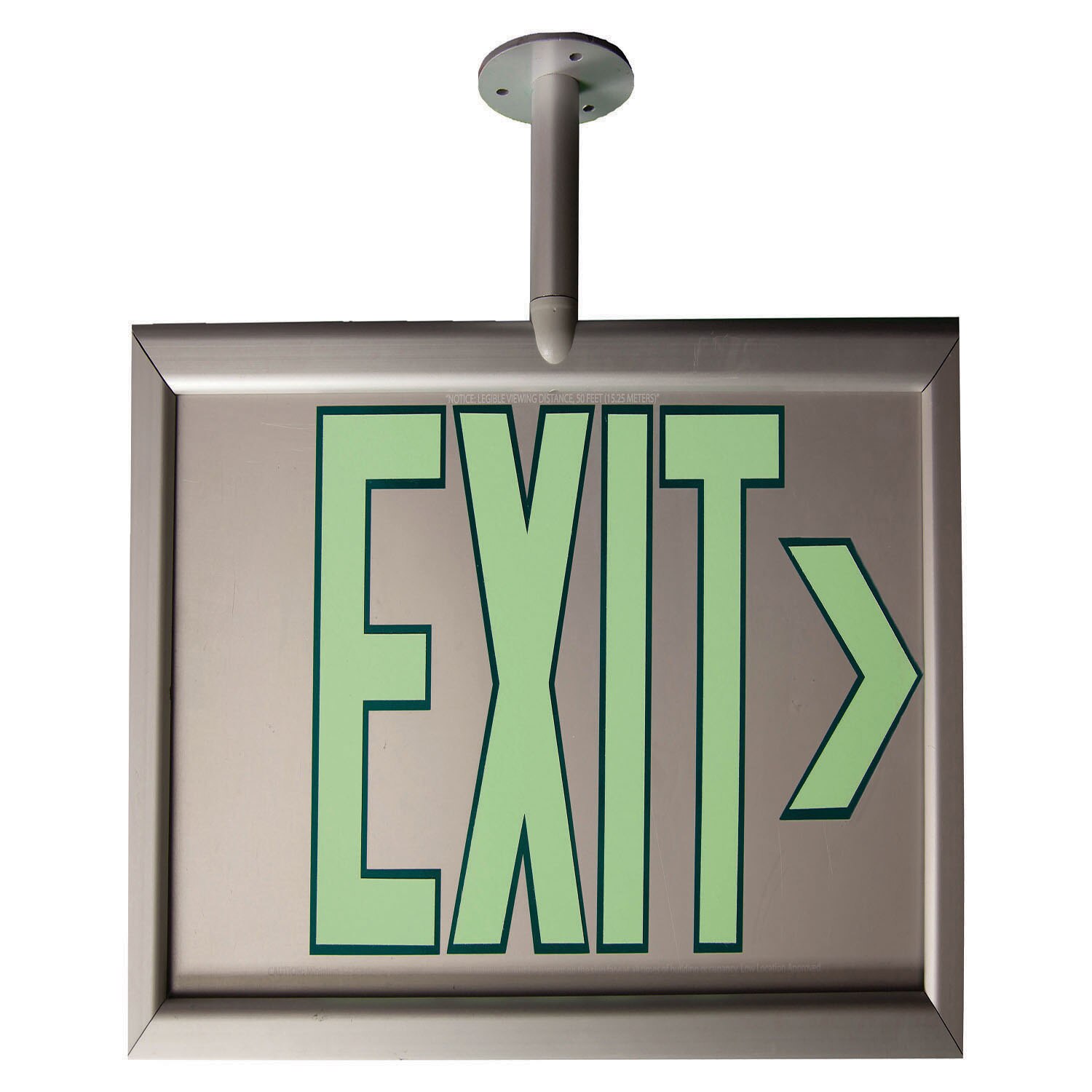 Photoluminescent Exit Sign - One Sided - Post Mount - 17-1/8" x 8-7/8" - Silver